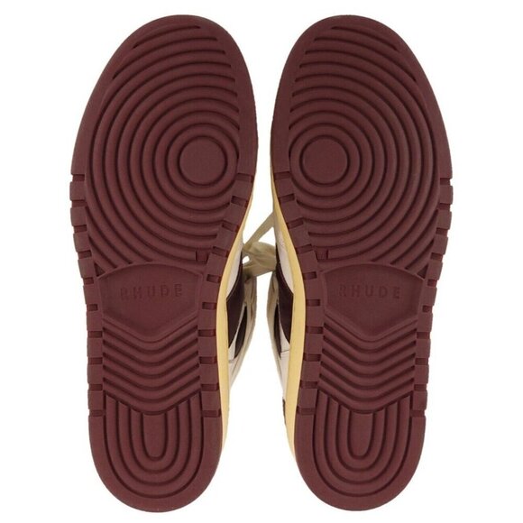 Rhude Rhecess-Hi Sneakers 7 Men's White Maroon Sneakers New - Picture 7 of 13